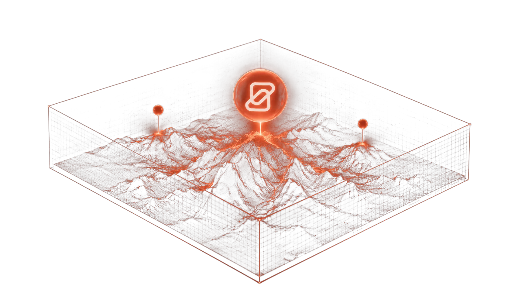 Abstract silhouette of the Ecuadorian Andes with distributed team nodes